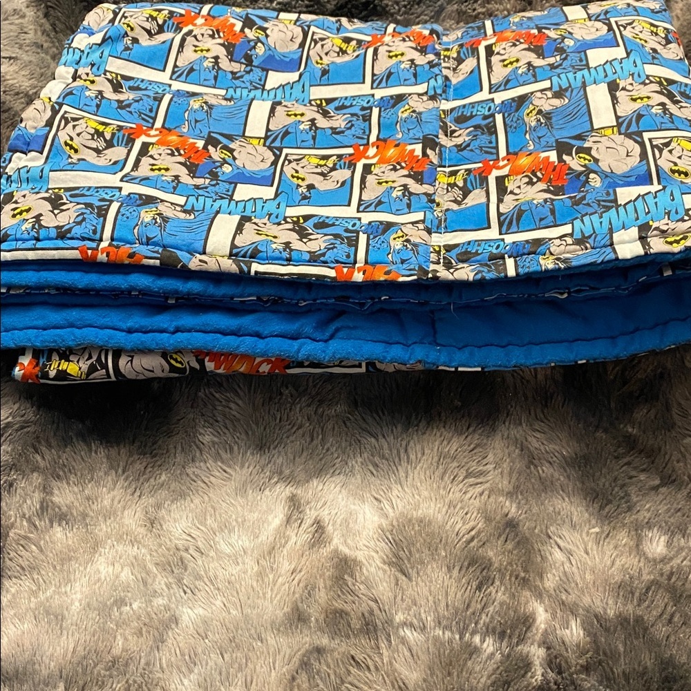 Handmade Blue DC Comic Book/ Batman Patterned Blanket - Picture 5 of 16
